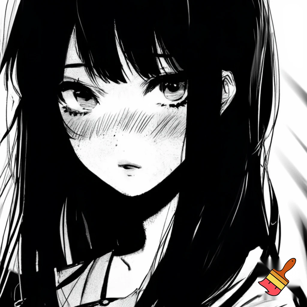 fait la en noir et blanc et plus style manga c une fille cheuveux long et tres 
ebourife  style dessin


