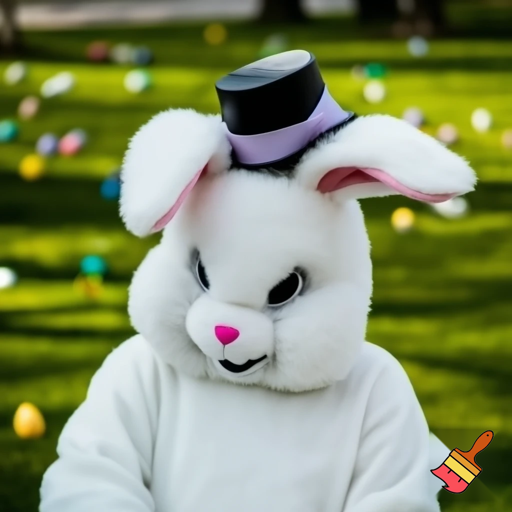 Easter bunny mascot costume top hat