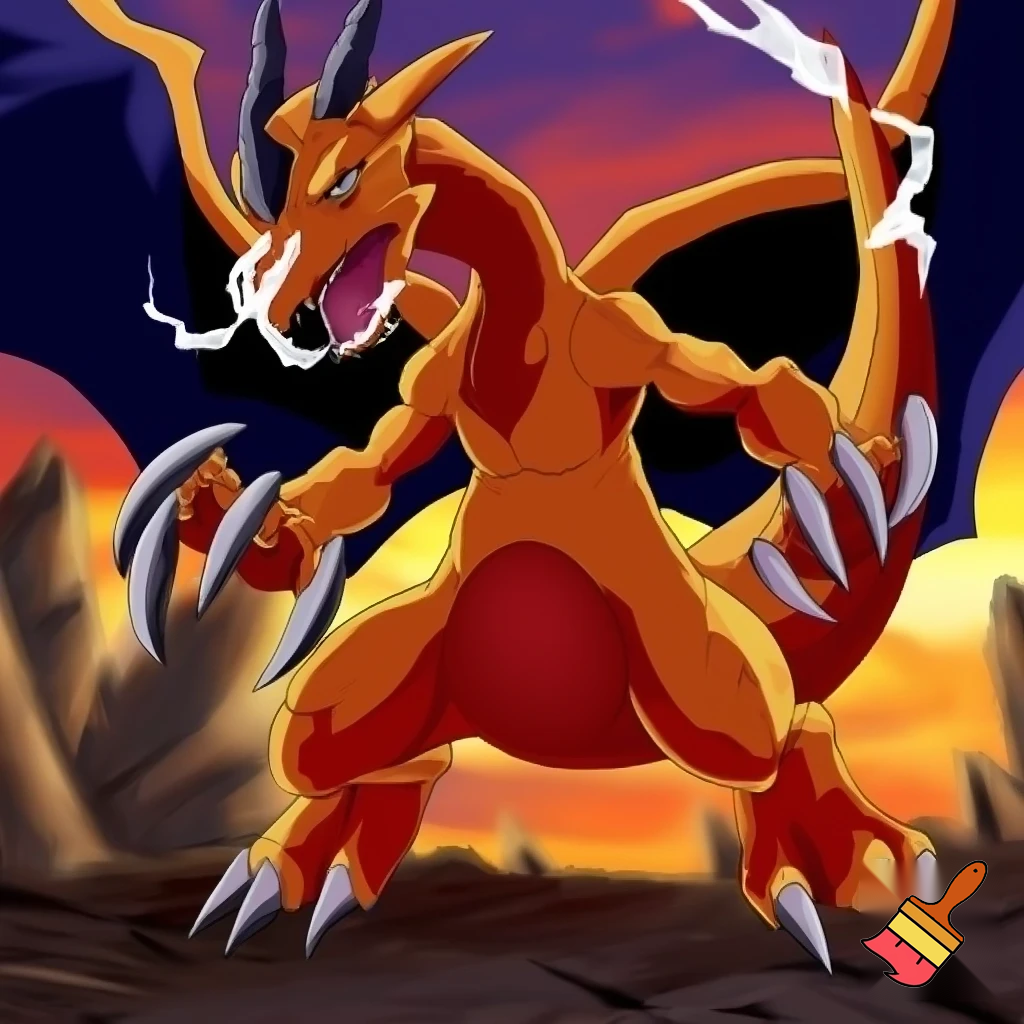 agumon dino digimon pokemon dragon charizard fusion anime