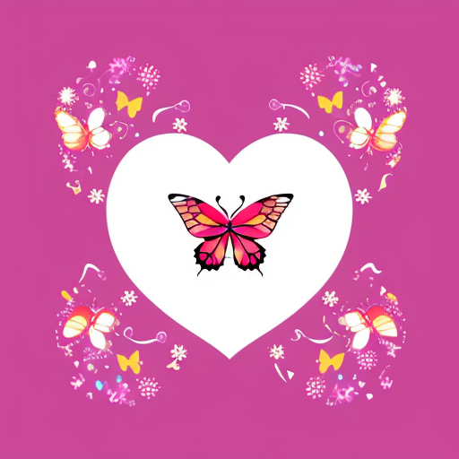 Cute 100 butterflies making a heart shape