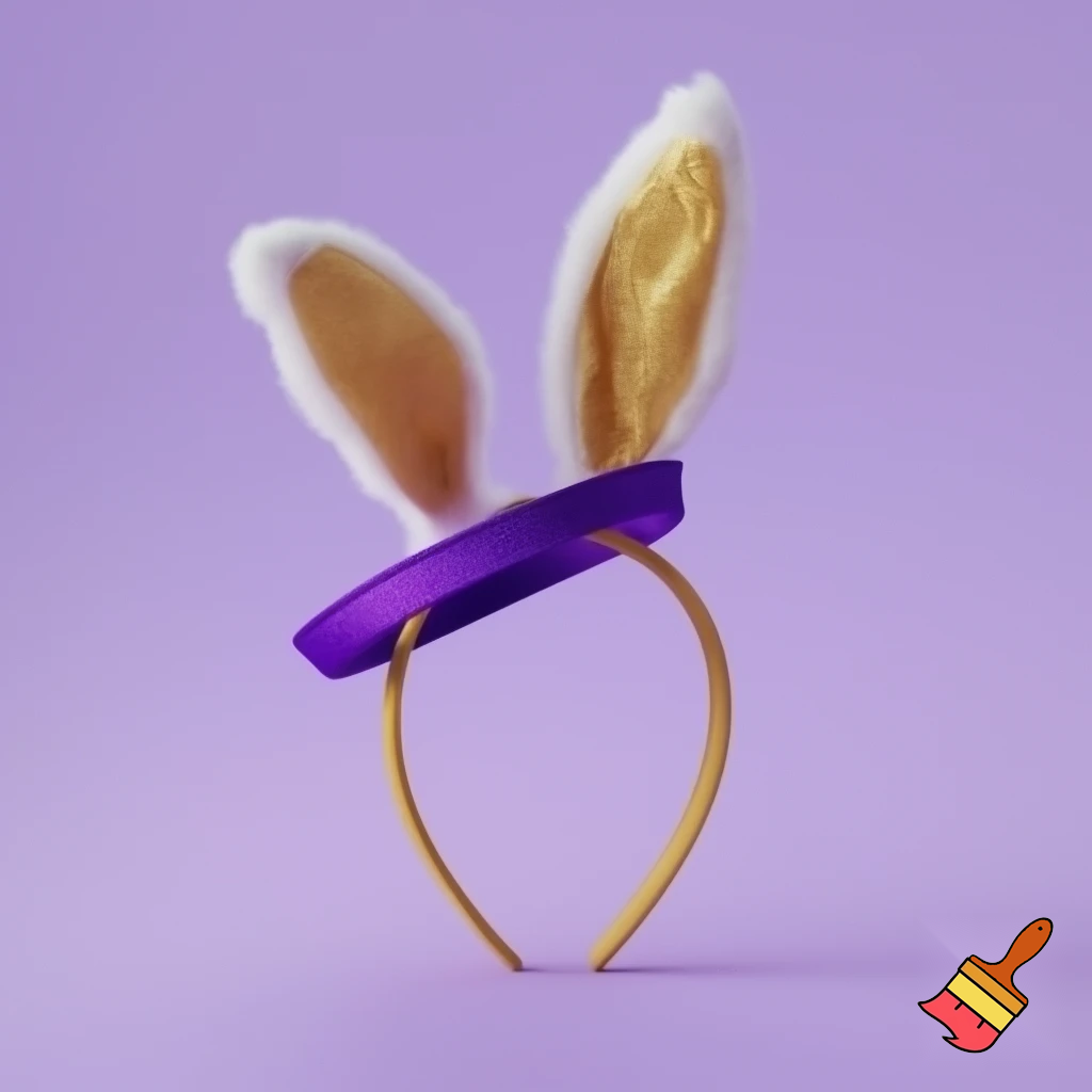  Purple and white Easter bunny headband top hat headband with gold