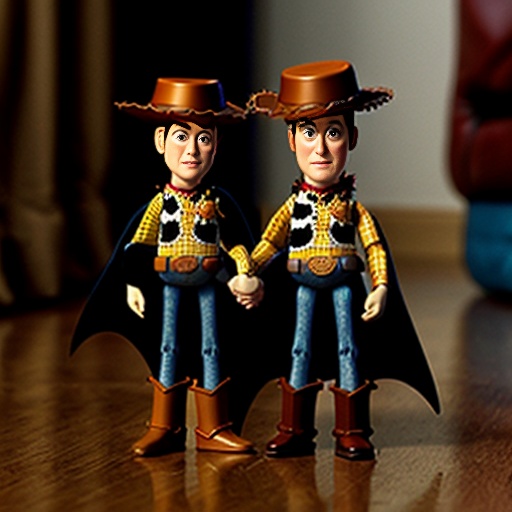 TOY STORY CHARACTER HOLDING HANDS WITH BATMAN 