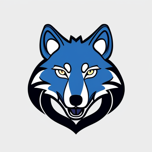 create an image of a glowing blue wolf, with glowing red eyes and a crocodile mouth