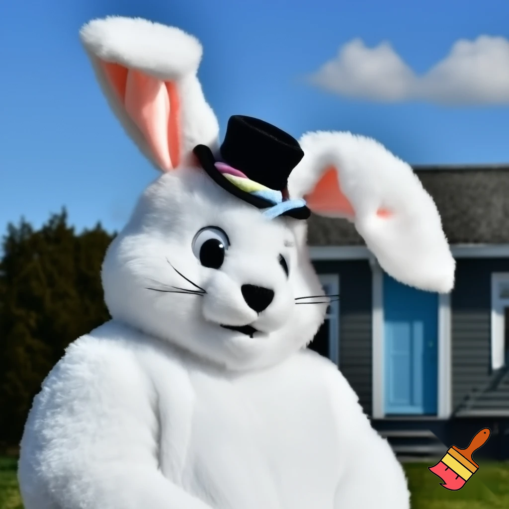 Easter bunny mascot costume top hat Easter only sells house