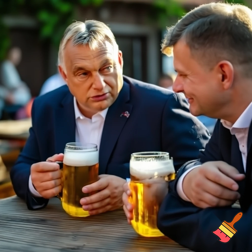 a kövér Orbán Viktor a kövér Németh Szilárddal sörözik