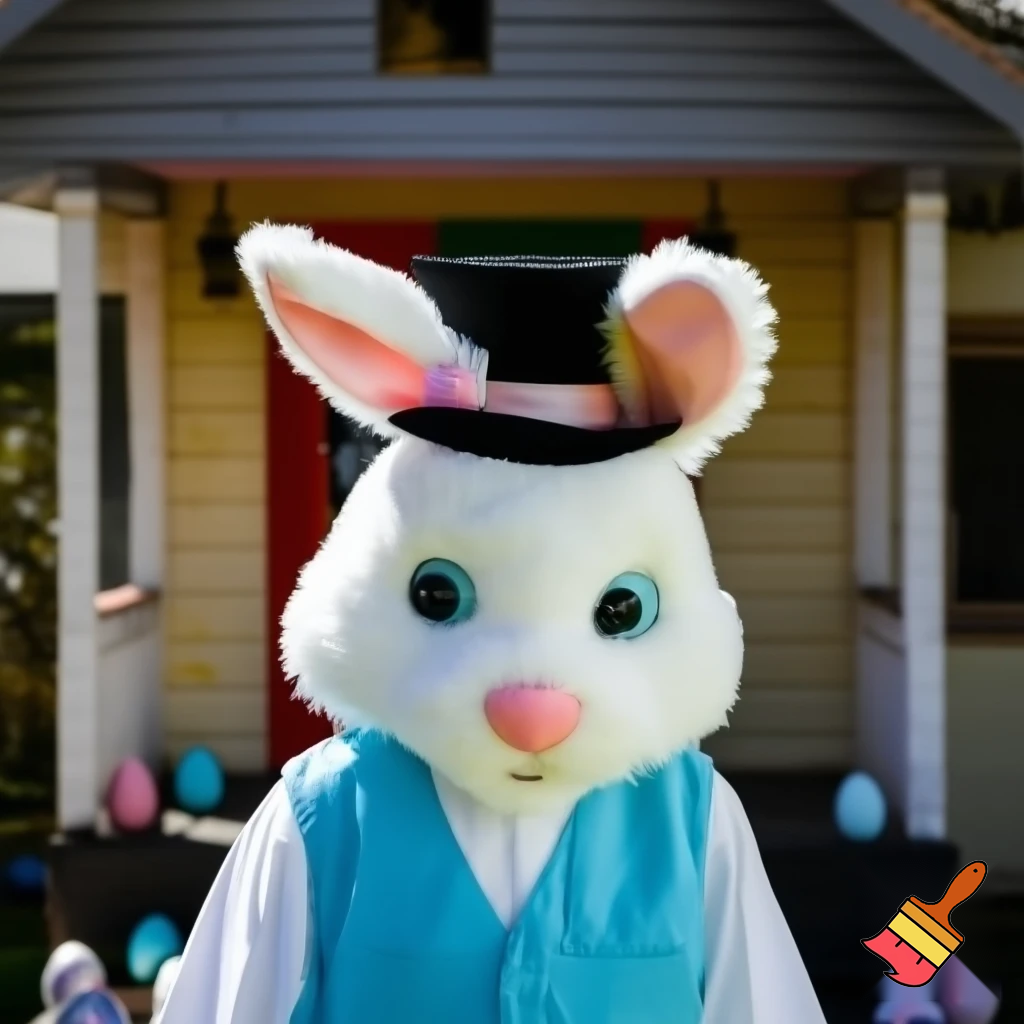Easter bunny mascot costume top hat Easter only sells house