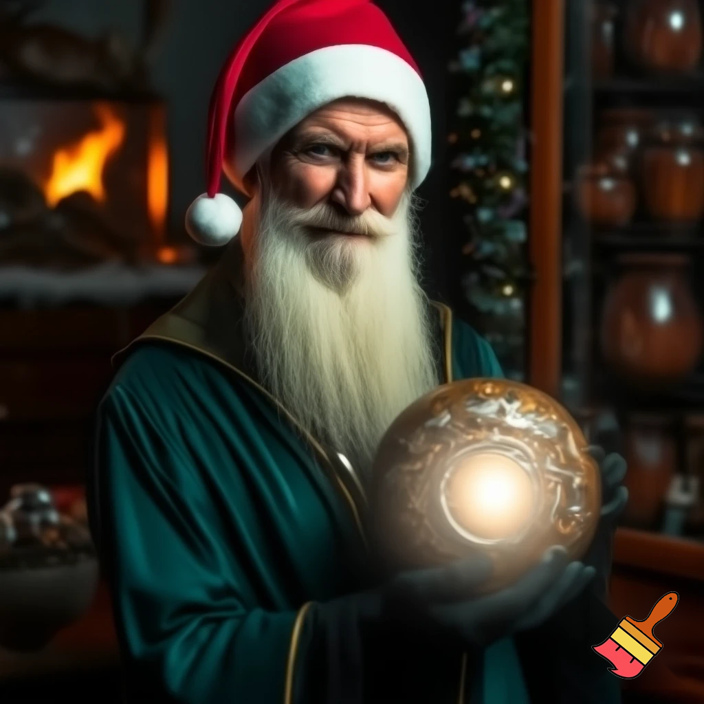 Magician wizard Christmas a Christmas hat