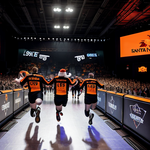 the esports team fnatic running from santa with batman