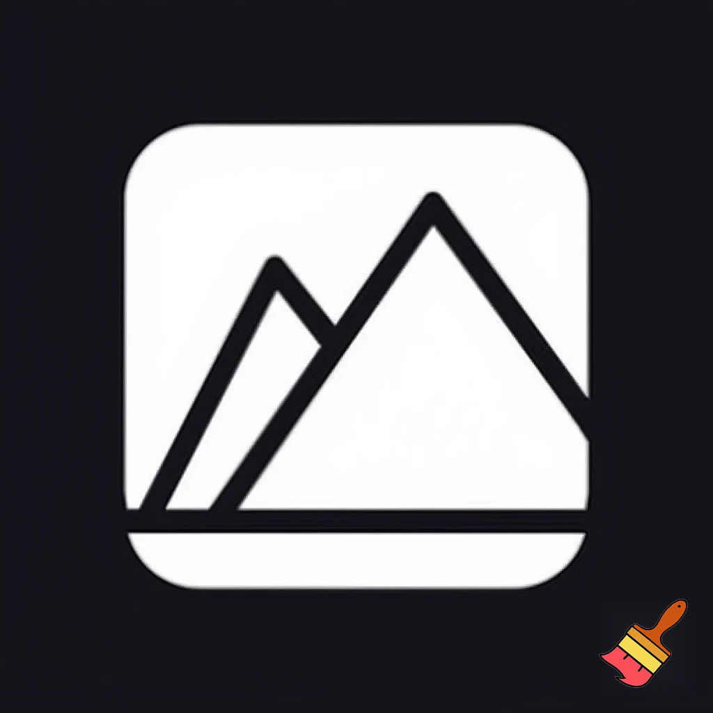 single icon of mountain in line art
