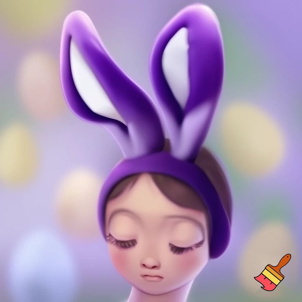 Easter bunny headband velvet Easter bunny, bunny ears, purple and white