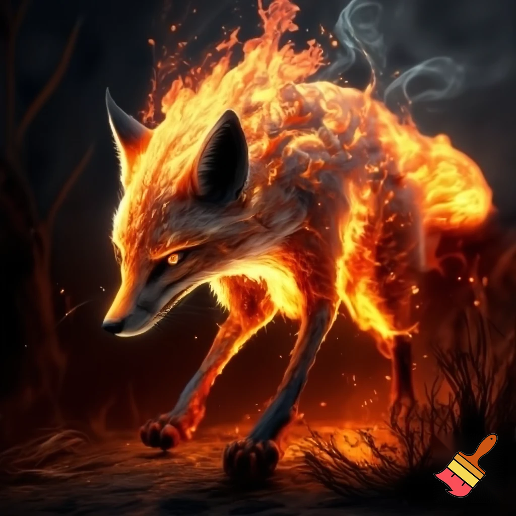 en ræv lavet af ild