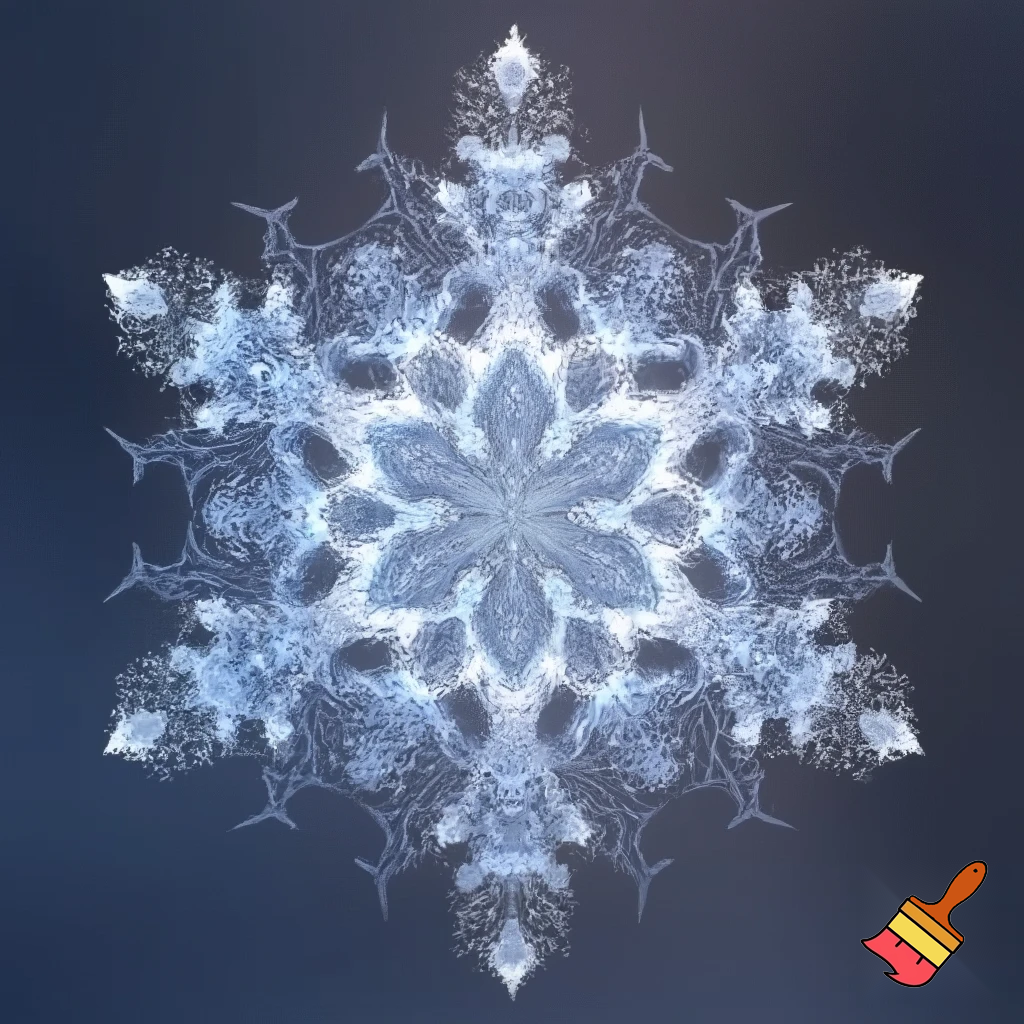 O mandală cu motivul central un fulg de zăpadă