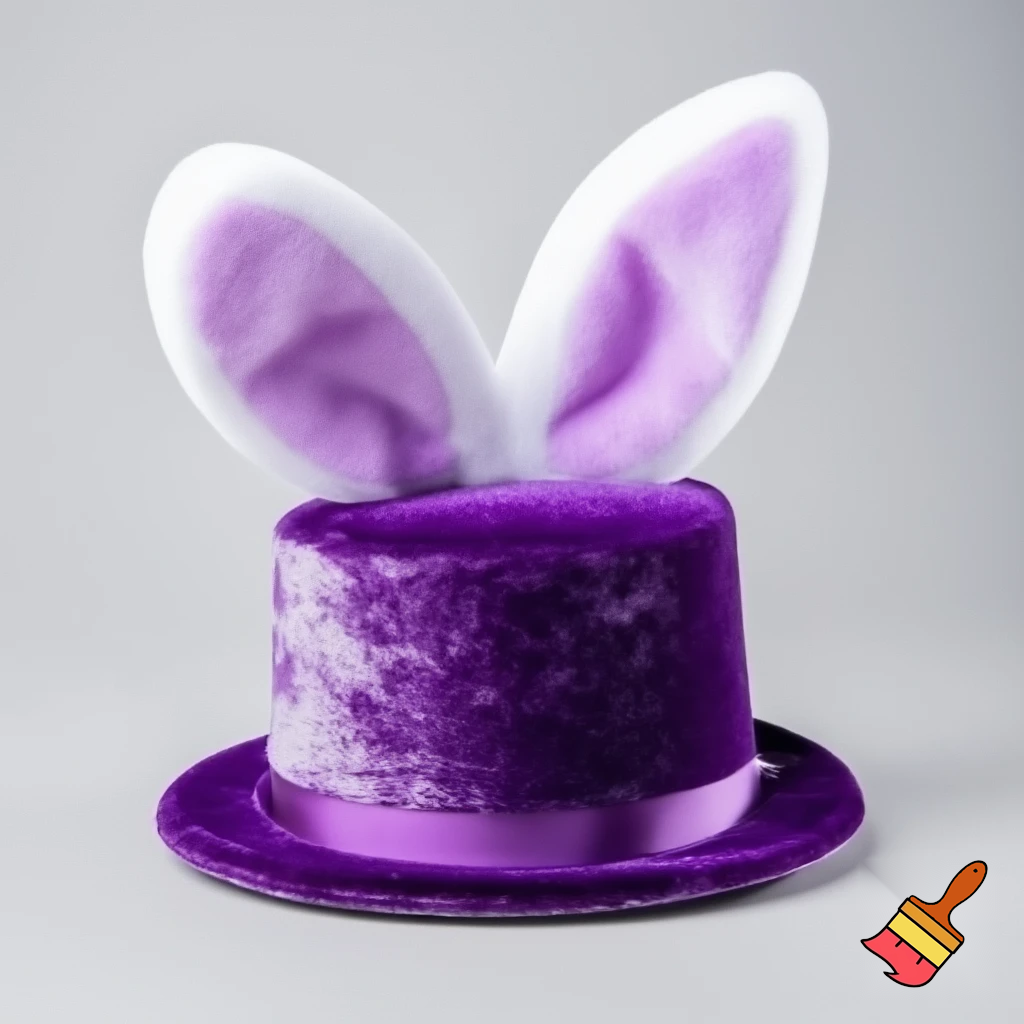 Easter top hat with headband, Easter bunny ears, purple and white velvet and fabric purple and white