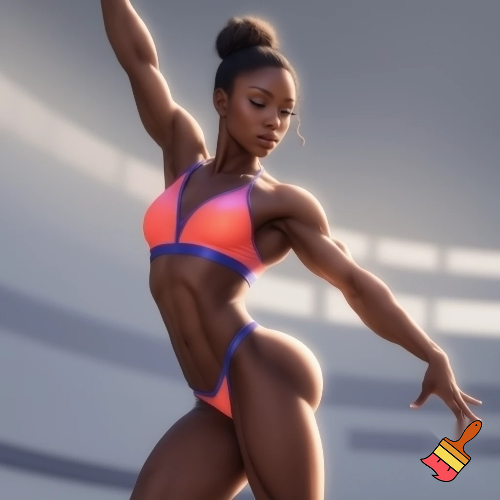 Slim gymnast girl wearing a bikini