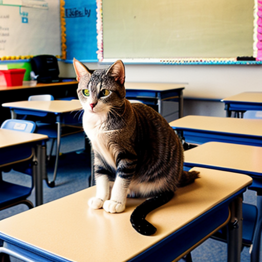 cat sitting in a classroom
