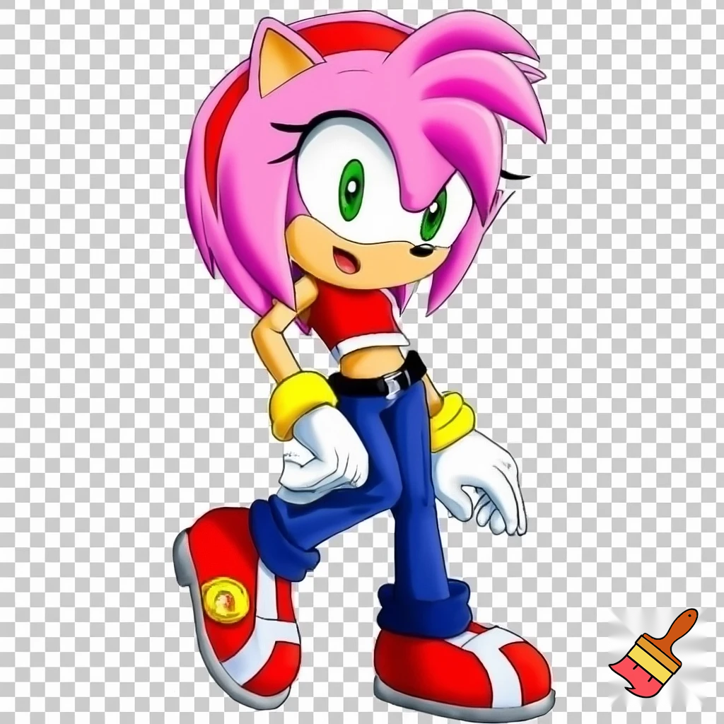 Amy Rose wearing a crop top and jeans