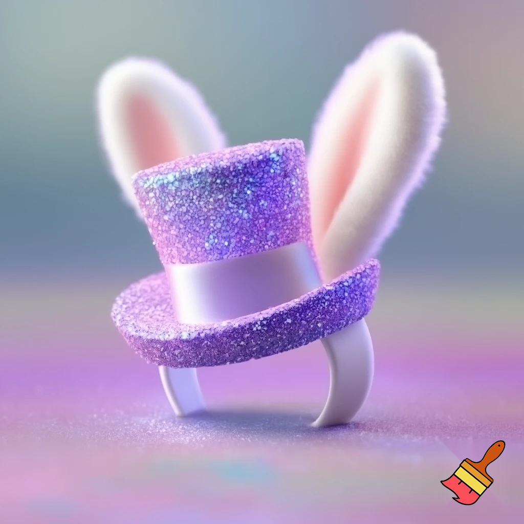 Special top hat headband Easter headband with rabbit, ears, purple and white purple and white with glitter