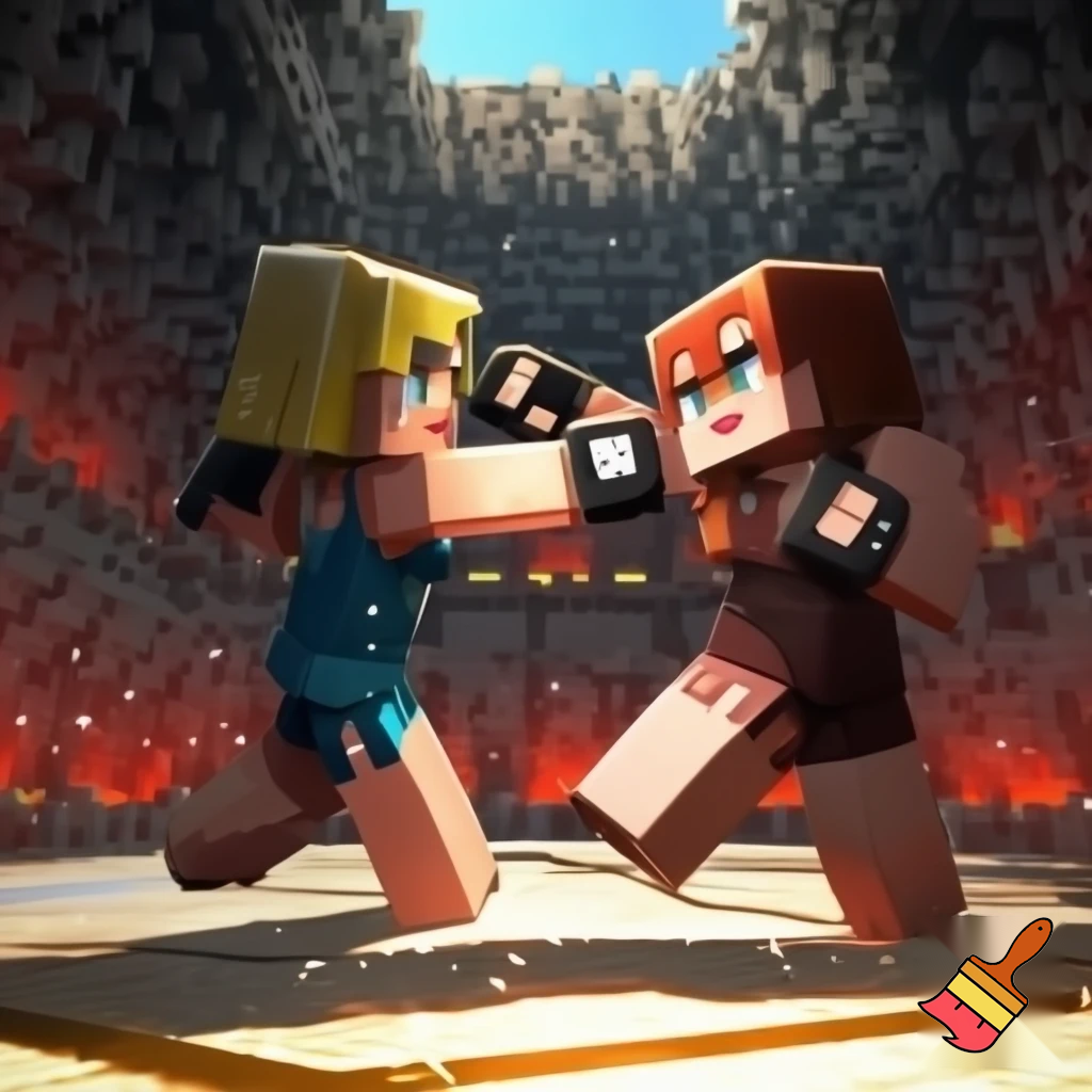 A female mma match in minecraft 
