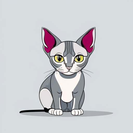 Light grey Sphynx cat with light blue eyes against a cool background. Square image 