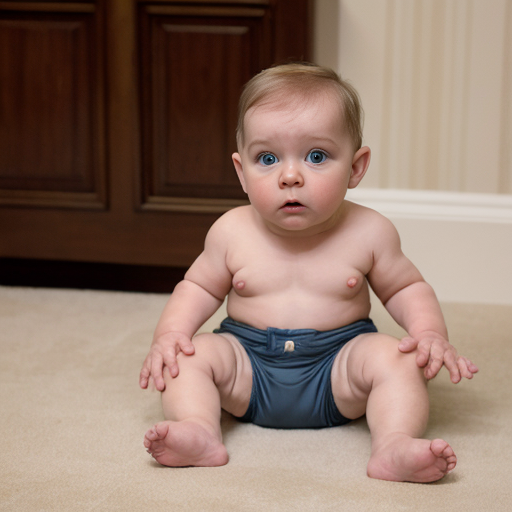 Trump mit voller Windel und verwirrtem Blick 