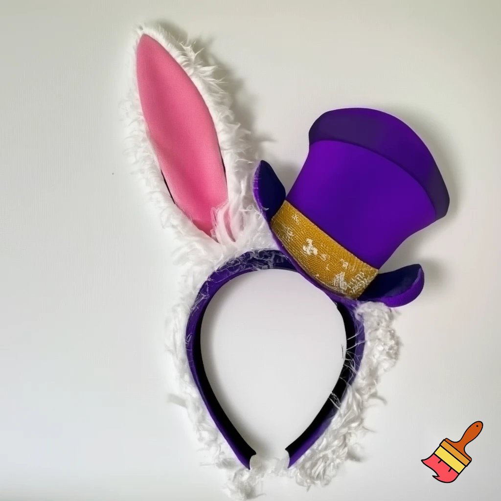 Easter bunny top hat, Easter balcony headband, purple and gold headband top hat
