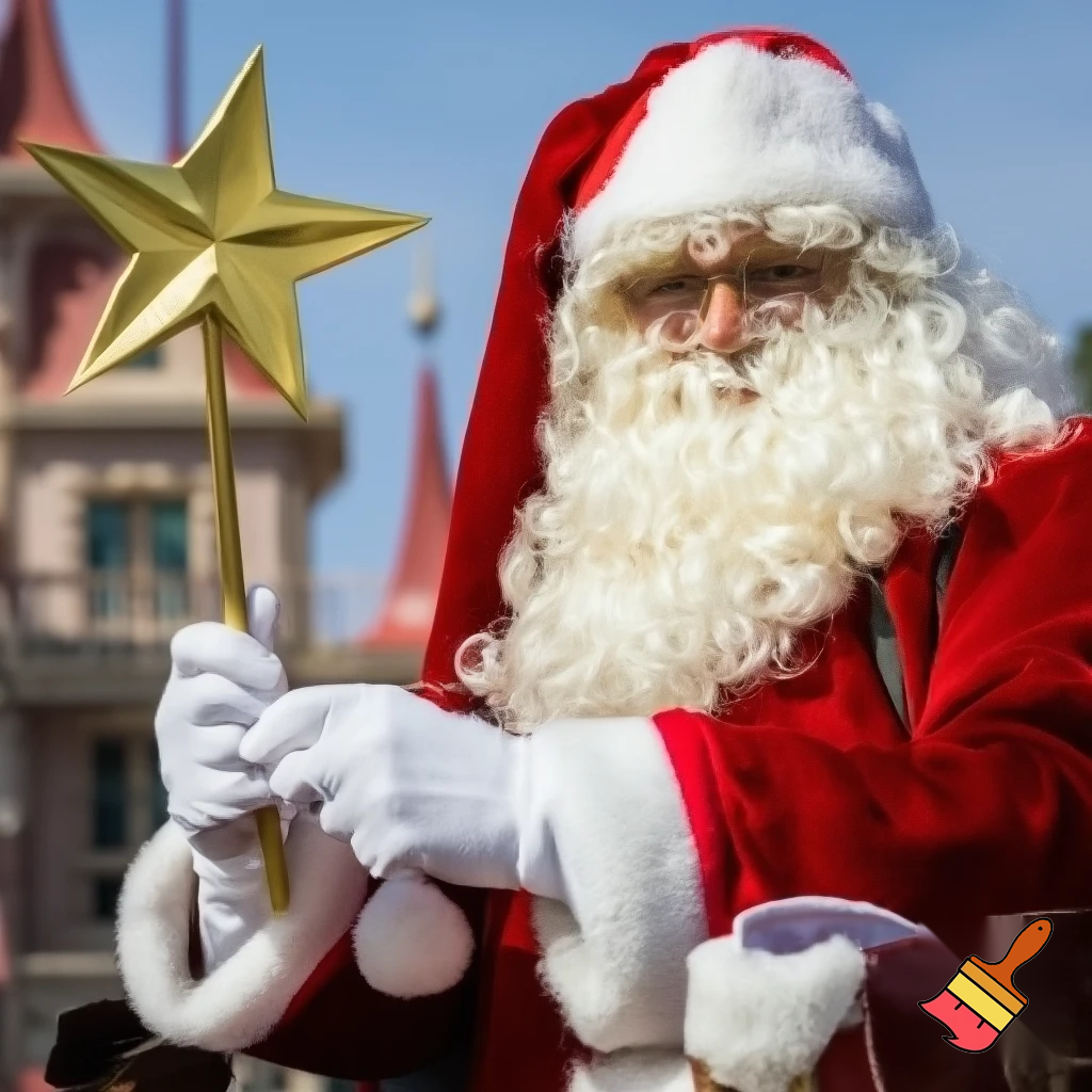 Santa Claus in Disneyland Paris Magic star wand a star
