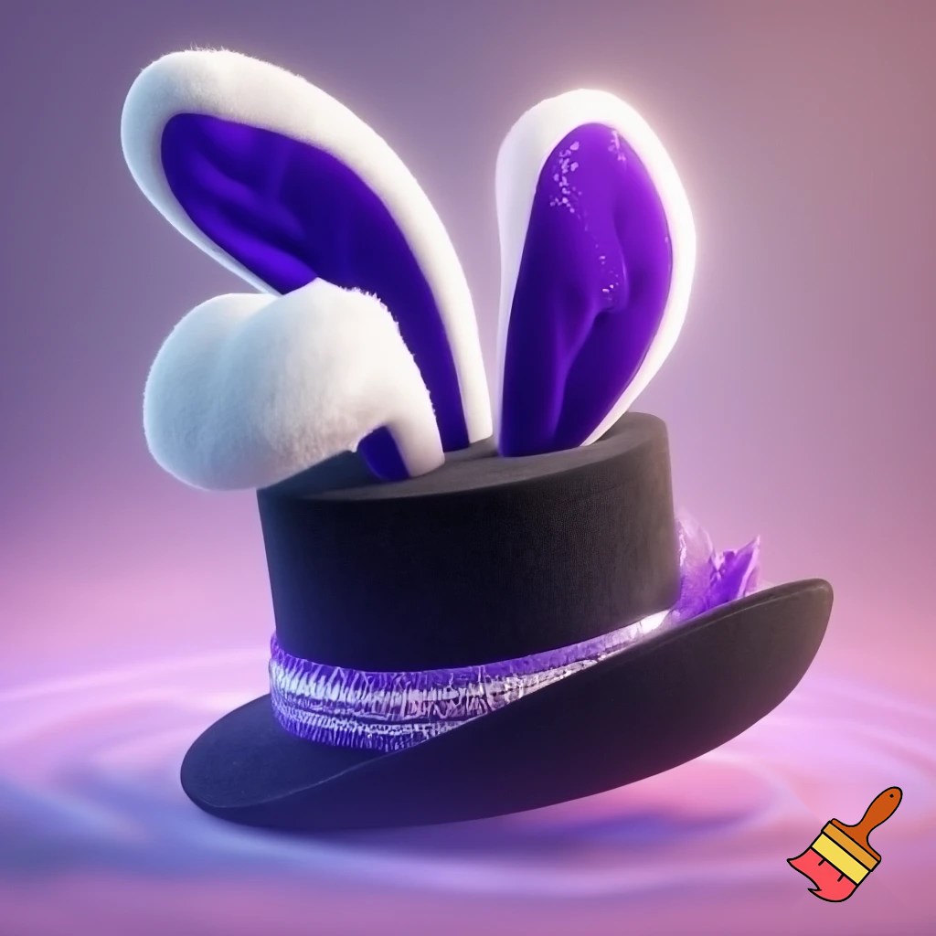 Black top hat with bunny ears velvet white and purple purple and white headband fabric and velvet glitter, purple and pink special present true special and delicate velvet white purple Easter bunny is bunny top hat velvet?