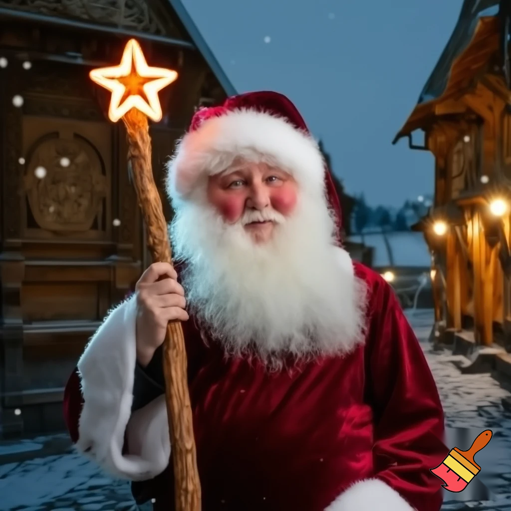 Santa Claus, Russia walking stick with the start the real Santa Claus
A star