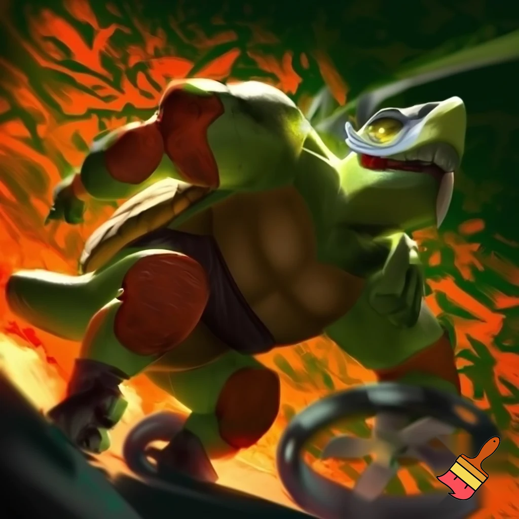 Blaze se transforma en tortuga ninja dinosaurio, con pies de ruedas