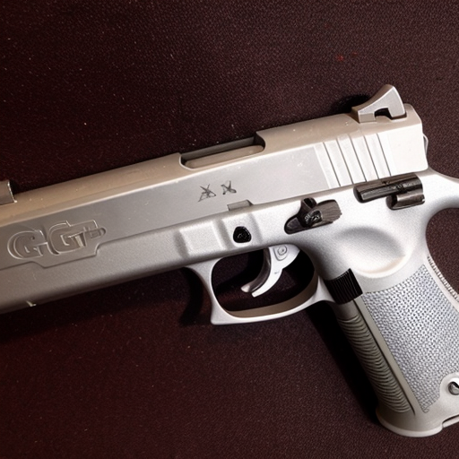 a silver axolotl with a glock 19