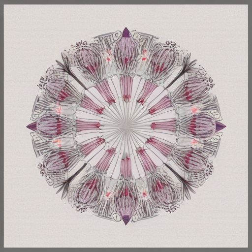 Generate an artwork pattern of grey colored fug fruits and Crocus flowers 