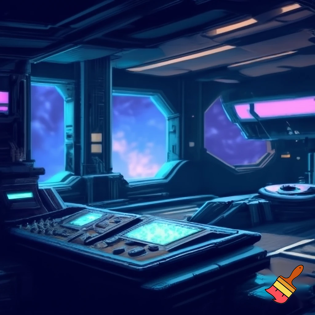 inside space station pixel art