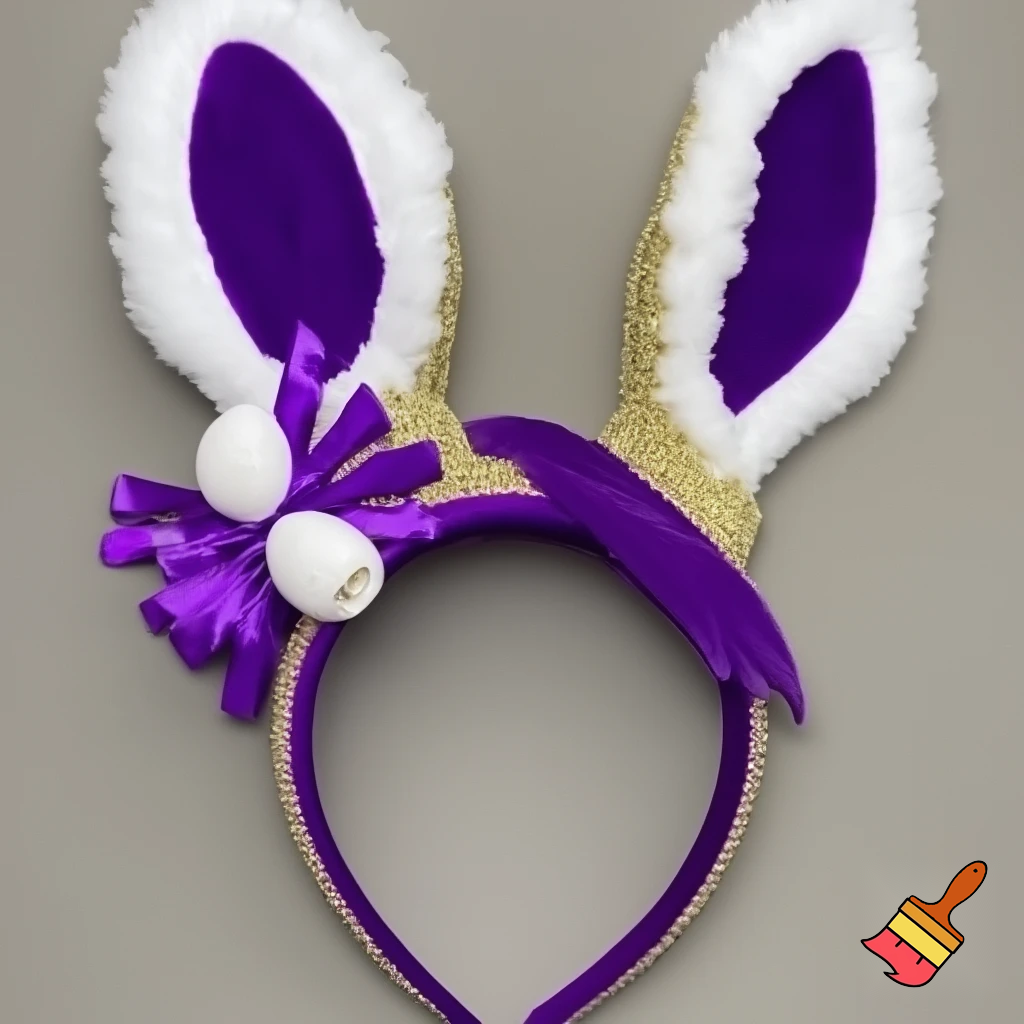 Easter bunny top hat headband, purple white with gold glitter fabric and velvet velvet gold special gold and delicate velvet and delicate and precious glitter, purple and white