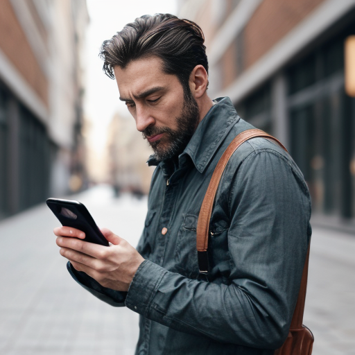 A man looked at phone