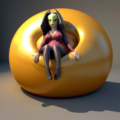 3d Succubus woman inflated into a huge ball with her head on top with clothes on 