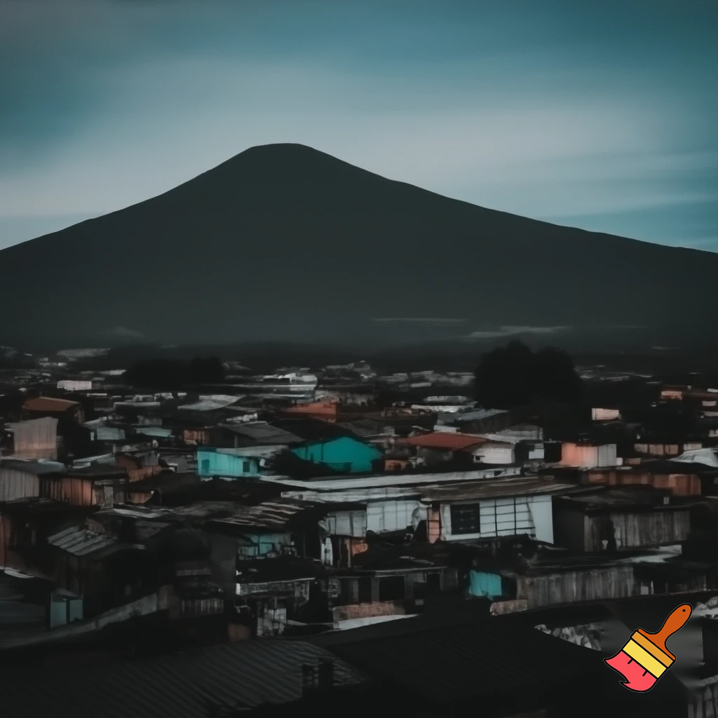 Poor neighborhood on the tip of a volcano