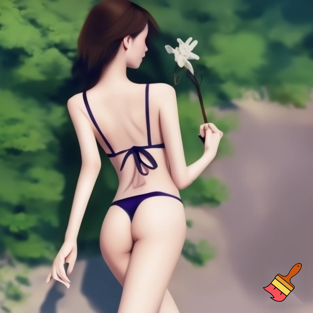 Korean hot bikini girl from back Fac towards me