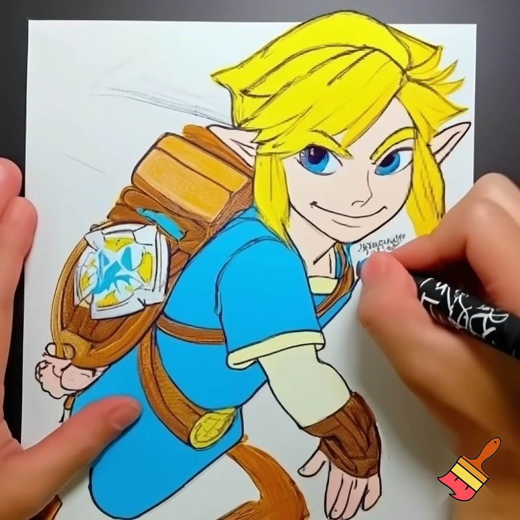 make a drawing of link from Zelda and Rocket league together