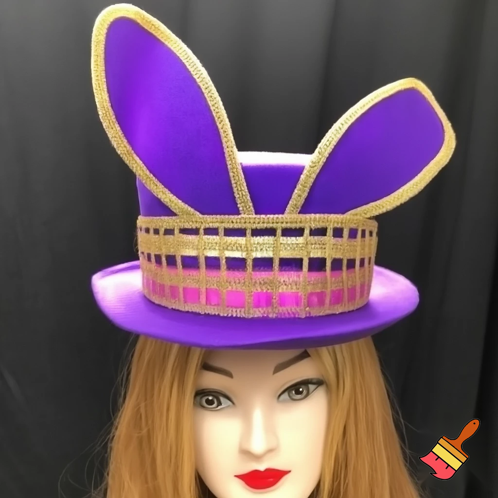 Easter bunny top hat, Easter balcony headband, purple and gold headband top hat