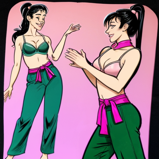 90's disney's 2d aladdin style comic dark blue background and panels of 
Panel 1 The marching black haired ponytail women with green skin,green harem pants pink bra and pink sash and pink curved slippers sway their hips every time they kept marching. 
Panel 2 As the black haired ponytail women with green skin,green harem pants pink bra and pink sash and pink curved slippers march and dance, they swell up, until there's no more room and the black haired ponytail women with green skin,green harem pants pink bra and pink sash and pink curved slippers are unable to dance and march any further. 
Panel 3 the black haired ponytail women with green skin,green harem pants pink bra and pink sash and pink curved slippers, and they even continue to swell up. 
Panel 4 The black haired ponytail women with green skin,green harem pants pink bra and pink sash and pink curved slippers increasing body size occupies all the remaining space around them. 
Panel 5 A few of the marching and dancing black haired ponytail woman with green skin,green harem pants pink bra and pink sash and pink curved slippers squash the others when they grow larger. Panel 6 Regardless,all the black haired ponytail women with green skin,green harem pants pink bra and pink sash and pink curved slippers continue to dance and march. 
panel 6 Then constraint of space goes over the limit and the black haired ponytail women with green skin,green harem pants pink bra and pink sash and pink curved slippers explode. 