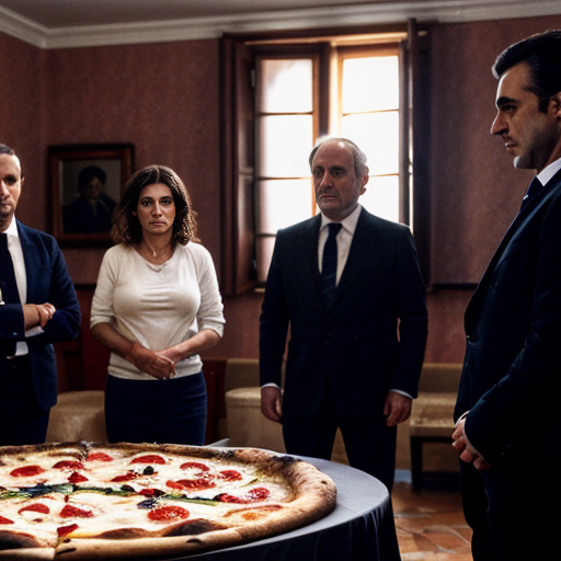 •  Scena 6: Una foto cinematografica e sgranata che cattura un incontro segreto in una stanza di Palermo degli anni '70 scarsamente illuminata. Un gruppo di uomini potenti e in ombra è riunito attorno a un grande tavolo: Gaetano Badalamenti guarda, outnumbered e marginalizzato, mentre Michele Greco viene formalmente nominato. Al centro, l'influenza senza ostentazione, è Totò Riina, dall'aspetto concentrato. Sta sottilmente passando pacchetti di denaro ad altri uomini, visualizzazione di "comprare alleanze". Una mappa della Sicilia ha linee che indicano le rotte della droga verso gli Stati Uniti (Pizza Connection), fondendosi con immagini di una persona rapita e denaro del riscatto. La forte illuminazione chiaroscurale enfatizza i segreti e il "colpo di Stato silenzioso", con le ombre che dominano. Riina non è al centro dell'attenzione, ma chiaramente il burattinaio.