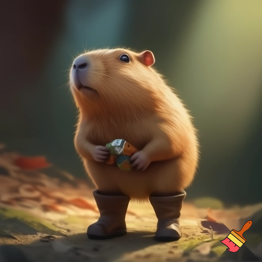 a capybara wearing boots sneak mini pekka somewhere
