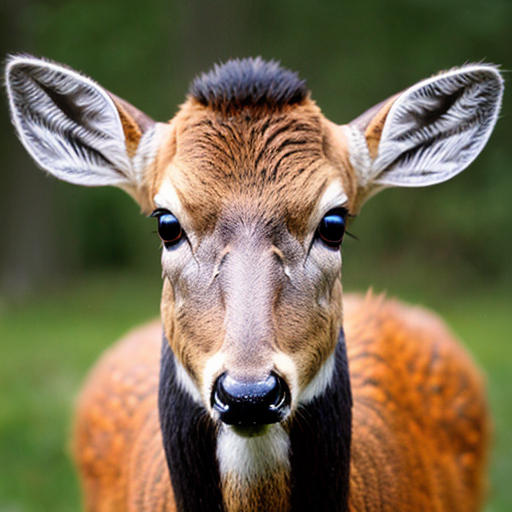 prisoner deer with serious face, scars and lineup
