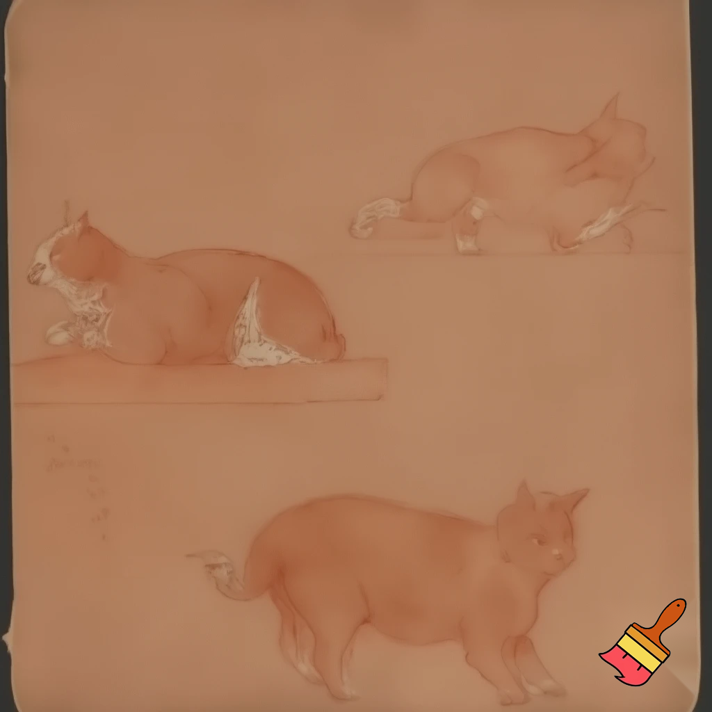 a sketches of  cat silhouttes with marble orange and terracota color backgorund.