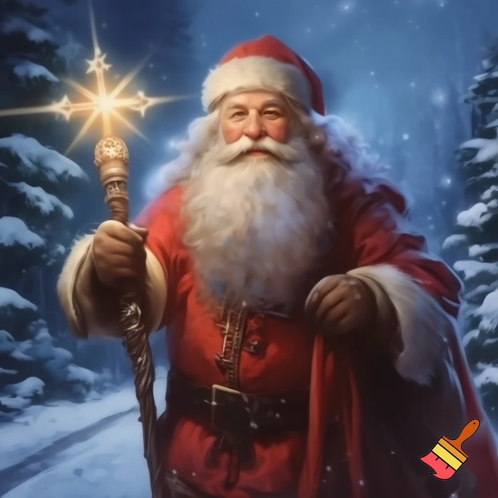 Santa Claus, Russia walking stick with the start the real Santa Claus
A star