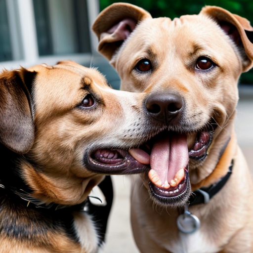 A dog that's tongue is so long and it is going into a woman's mouth