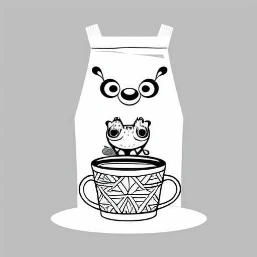 A hillarious, funny boho toad with some hippie colored coffee cups. Psychedelic decorated background. Pop hard style.