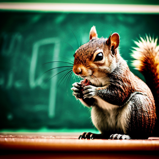 a squirrel say here in a school