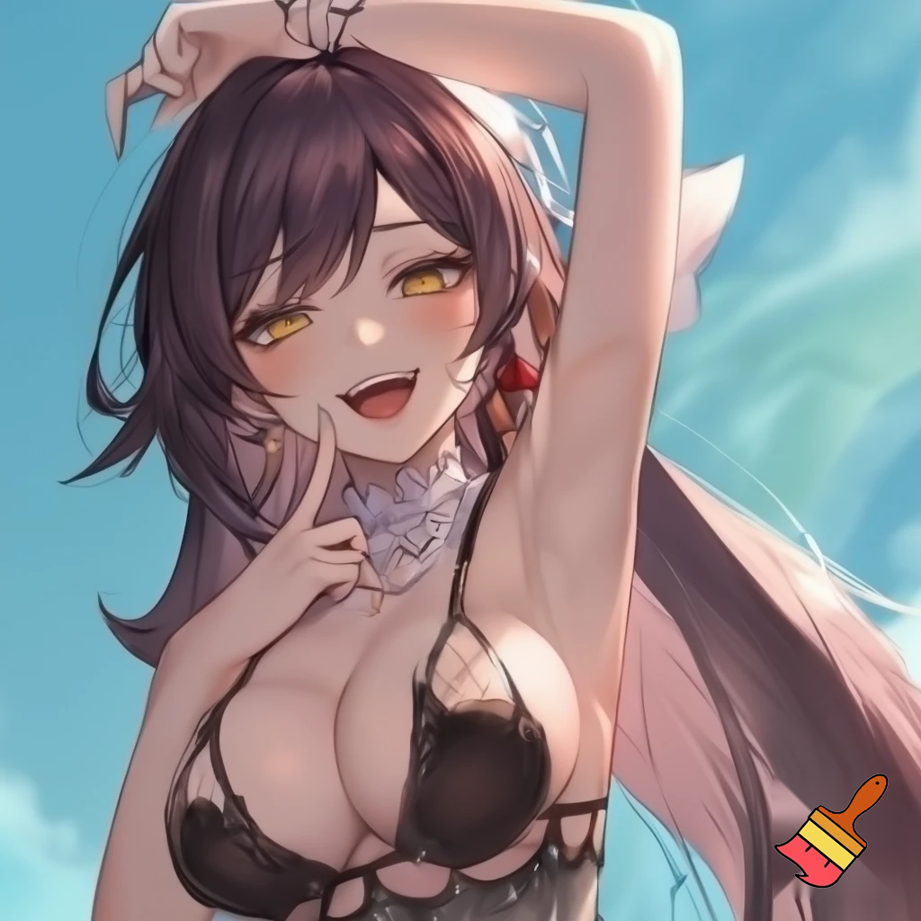 Sexy Anime Girl Twerking With a Seductive Smile on her face
