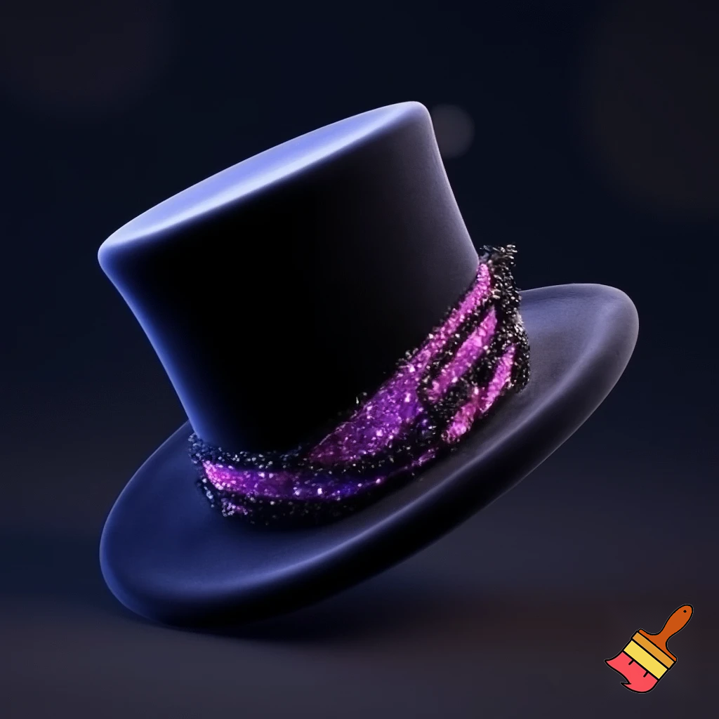 Special top hat special one a velvet special a velvet special velvet black, black black purple and pink glitter